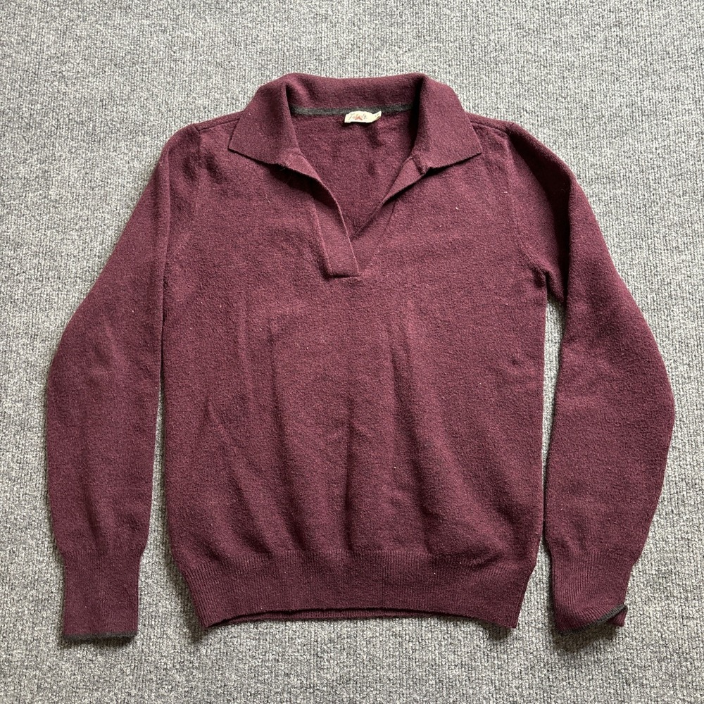 Faherty Jackson Polo Sweater Women's Small Red Clean Girl Quiet Luxury Basic